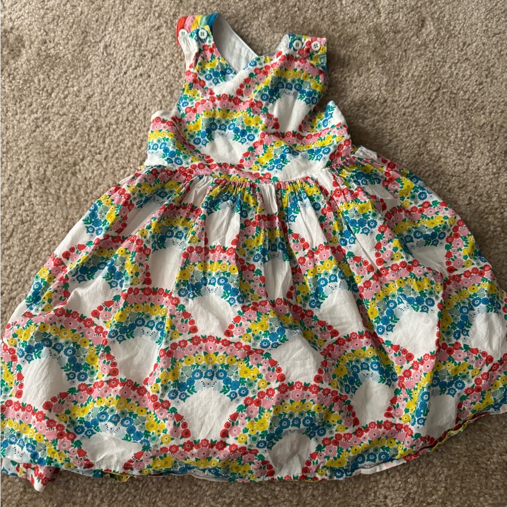 Mini Boden Colorful Floral Kids Dress with rainbow straps